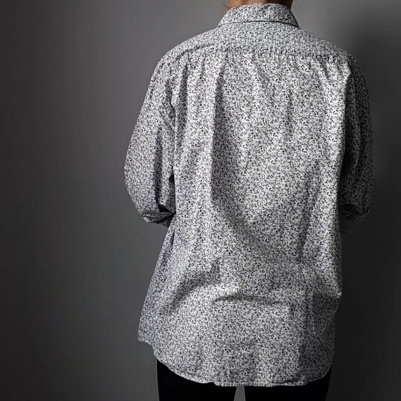 Blue, White and Brown Floral Print Button-up Shirt - Picture 7 of 8